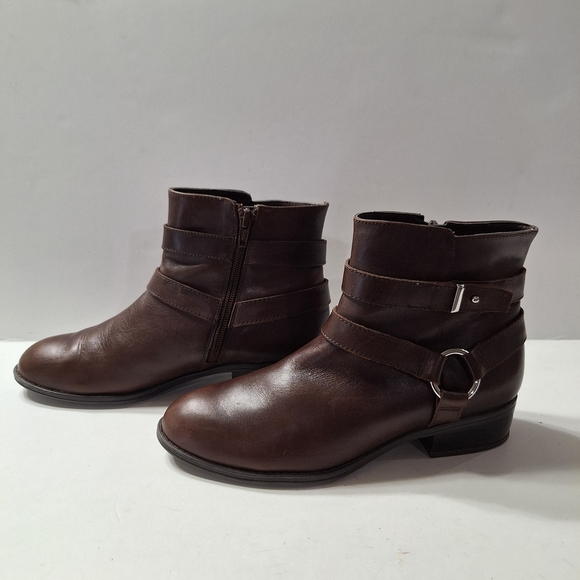 Lauren Ralph Lauren Classic Minimalist Brown Leather Ankle Boots Size 6.5 - Picture 4 of 11